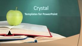  Presentation with teachers apple - Slide deck featuring open books and green apple background and a ocean colored foreground