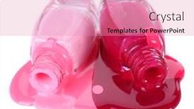  Presentation with nail - Audience pleasing presentation design consisting of open bottles with bright nail polish isolated on white backdrop and a coral colored foreground