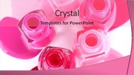  Presentation with acrylic nail application - Colorful slides enhanced with open bottles with bright nail backdrop and a coral colored foreground