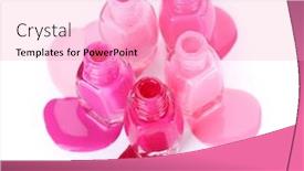  Presentation with nail - Slide deck having open bottles with bright nail polish isolated on white background and a lemonade colored foreground