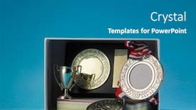 Presentation with plaque - Beautiful presentation theme featuring open-box-contain-of-trophy backdrop and a teal colored foreground