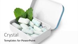  Presentation with chewing gum - Presentation consisting of open box with mint chewing gum on white background background and a white colored foreground