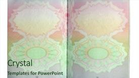  Presentation with passport - Colorful presentation design enhanced with open british passport isolated backdrop and a mint green colored foreground