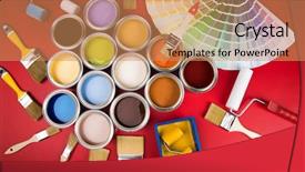  Presentation with paint bucket - Colorful PPT layouts enhanced with open buckets with a paint backdrop and a coral colored foreground
