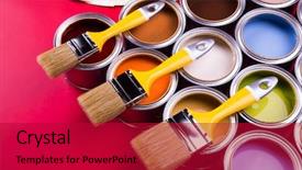  Presentation with paint brush - Slides with open buckets with a paint background and a crimson colored foreground