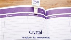  Presentation with agenda - Colorful presentation design enhanced with open calendar page close up backdrop and a sky blue colored foreground