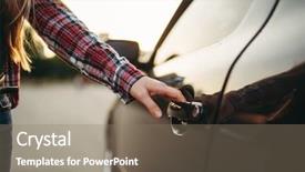  Presentation with car door - Slide deck featuring open car door driver beginner background and a gray colored foreground