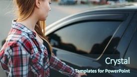  Presentation with car door - Presentation featuring open car door driver beginner background and a tawny brown colored foreground