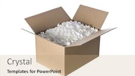  Presentation with peanuts - Cool new slides with open-cardboard-box-with-peanuts backdrop and a coral colored foreground