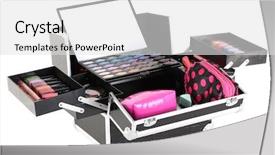  Presentation with cosmetics - Presentation theme consisting of open case with cosmetics isolated on white background and a white colored foreground