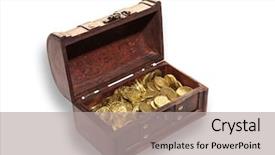  Presentation with gold coins and jewelry - Colorful slides enhanced with open chest full of gold backdrop and a light gray colored foreground