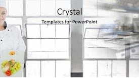  Presentation with food mask kitchen - PPT layouts featuring open clean modern white industrial - chef holding food with blurred background and a white colored foreground