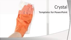  Presentation with cleaning service excel - Presentation having open clean modern white industrial - cleaning a window by hand background and a sky blue colored foreground