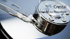  Presentation with hard disk drive - PPT layouts with open computer hard drive background and a light blue colored foreground