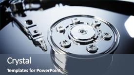  Presentation with hard disk drive - PPT layouts consisting of open computer hard drive background and a ocean colored foreground