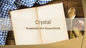  Presentation with checkered tablecloth - Presentation consisting of open cookbook with kitchenware background and a lemonade colored foreground