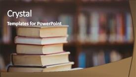  Presentation with elementary school career day and technology - PPT theme consisting of open days - books on desk in library background and a tawny brown colored foreground