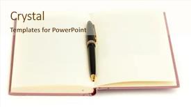  Presentation with pen - Audience pleasing slide set consisting of open diary - empty book and pen backdrop and a cream colored foreground