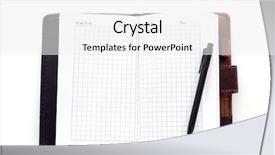  Presentation with diary - Slide deck consisting of open diary - notebook and pen isolated background and a white colored foreground