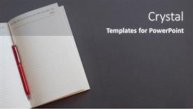  Presentation with diary - Slide set featuring open-diary-and-ballpoint-pen background and a dark gray colored foreground