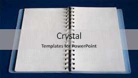  Presentation with diary - Slide deck enhanced with open diary on blue background background and a light gray colored foreground