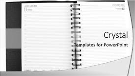  Presentation with diary - Cool new slide deck with open diary on plain background backdrop and a white colored foreground