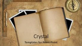  Presentation with travel diary - Audience pleasing theme consisting of open diary over old treasure backdrop and a coral colored foreground