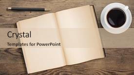  Presentation with old diary - PPT layouts enhanced with open diary with pen background and a lemonade colored foreground