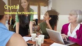  Presentation with ideas - Amazing presentation having open discussion - group of businesswomen meeting backdrop and a tawny brown colored foreground