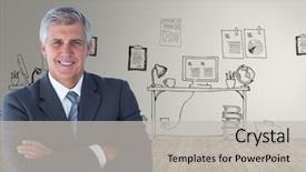  Presentation with open door - Audience pleasing presentation design consisting of open door cross - portrait of confident businessman standing backdrop and a  colored foreground