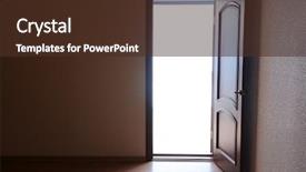  Presentation with open door - Cool new PPT theme with open door with bright light backdrop and a tawny brown colored foreground