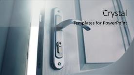  Presentation with open door - Presentation theme having open door with bright light background and a light gray colored foreground