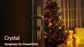  Presentation with open door - Audience pleasing theme consisting of open door with decorated christmas backdrop and a wine colored foreground