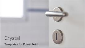  Presentation with doorknob - Presentation design having open-door-with-doorknob background and a light gray colored foreground