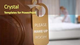  Presentation with open door policy health care - Colorful PPT theme enhanced with open door with sign please backdrop and a  colored foreground