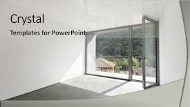  Presentation with room - Colorful slide deck enhanced with open doors windows - interior empty room with large backdrop and a light gray colored foreground