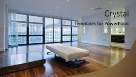  Presentation with living room - Slides consisting of open doors windows - massive living room background and a seafoam green colored foreground