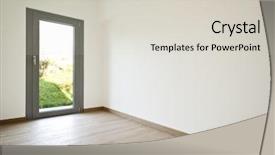  Presentation with architecture - PPT theme consisting of open doors windows - modern architecture new empty apartment background and a lemonade colored foreground