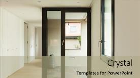  Presentation with interior decorating home - Presentation theme with open doors windows - modern home interior balcony view background and a mint green colored foreground