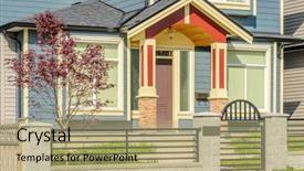  Presentation with luxury house - Slide set consisting of open doors windows - nice entrance of a luxury background and a  colored foreground