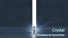  Presentation with street light view - Slides consisting of open doors windows - rear view of businessman standing background and a ocean colored foreground