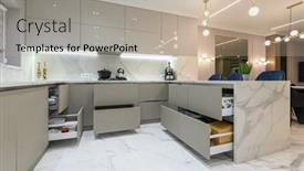  Presentation with studio flat - Amazing presentation theme having open-drawers-at-well-designed backdrop and a mint green colored foreground