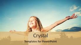  Presentation with freedom - Slide deck having open earth - child with arms outstretched freedom background and a yellow colored foreground