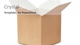  Presentation with brown - PPT theme consisting of open-empty-brown-paper-box and a  colored foreground