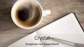  Presentation with cup coffee - Slides featuring open empty notebook with coffee background and a lemonade colored foreground