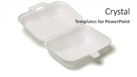  Presentation with box - Cool new slides with open empty styrofoam takeaway box backdrop and a white colored foreground