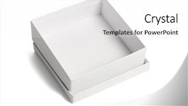  Presentation with gift - Amazing PPT theme having open empty white gift box backdrop and a white colored foreground