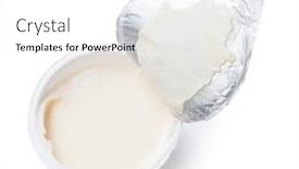  Presentation with yogurt - Beautiful slide deck featuring open-expired-yogurt-isolated backdrop and a white colored foreground