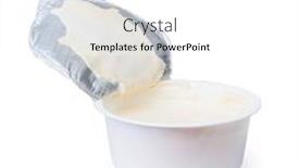  Presentation with yogurt - PPT theme with open-expired-yogurt-isolated background and a white colored foreground