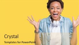  Presentation with african american couples on the mountaintop - Colorful slide deck enhanced with open eyes screaming excited winner backdrop and a  colored foreground